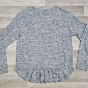 BANANA REPUBLIC Womens Gray Longsleeve Ruffle Soft Stretch Shirt Size Medium